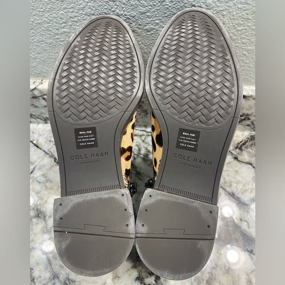 LAST CHANCE Cole Haan Harrington Leopard Print Real Fur Ankle Booties 8 - Picture 6 of 8